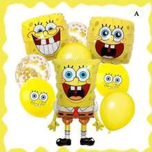SpongeBob SquarePants Globos de números dorados del 1 al 9, personalizables, con globos con caras y redondos, adecuados para decoración de fiestas - Juego de globos de dibujos animados - Ver 10