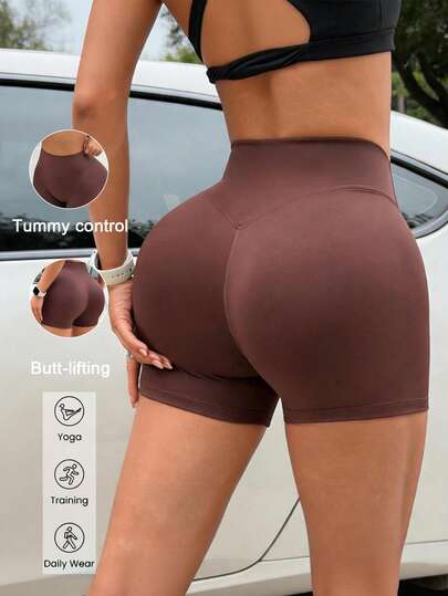 Quần short thể thao nữ Aoqta Sports mùa hè, màu trơn, cạp cao, dáng rộng, ống suông, thích hợp cho yoga, chạy bộ, tập luyện, thể dục và mặc hàng ngày.