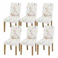 1Pc/2Pcs/4Pcs/6Pcs/30Pcs Easter Rabbits Purple Plants Patterns Elastic Chair Covers, Suitable For All Seasons, Washable, Decorative Chair Covers For Home Decoration Chair Dust Covers Good For Birthday Holiday Gifts Hotels Restaurants Living Rooms - Multicolor - View 16