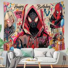 1pc Spider-Verse Trio Graffiti Birthday Backdrop, Miles Morales & Gwen Stacy Street Art Party Banner, Urban Spray Paint Style Celebration Background Decor,Themed Birthday Party Backdrop,Cartoon Character Tapestry,The Perfect Gift For Family And Friends, Birthday Party Decoration,Holiday Decoration, Decoration Themed Perfect Gift,Fairy Tale Style,For Bedroom Living Room Corridor, Wall Art, Wall Decoration, Room Decoration - 多色-A - 查看 4