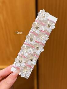 10 chiếc dây buộc tóc họa tiết hoa, kiểu dáng tối giản, phù hợp sử dụng hàng ngày. - Nhiều màu - Xem 4