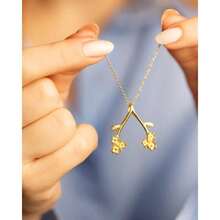 Dainty Ring 14K Gold Plated Necklace Holder Flower Necklace Leaf Engagement Wedding Ring Keeper Wishbone Pendant Necklace For Nurse Doctor Wife Women Gift Jewelry - 金子 - 查看 2