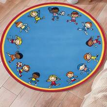 1 pieza Alfombra de material de terciopelo de cristal con patrón de personaje de dibujos animados azul bailando, alfombra de baño, felpudo, alfombra pequeña, alfombra, alfombra, decoración del hogar, alfombra de área, alfombra de exterior, alfombra de dormitorio, alfombra lavable - Multicolor - Ver 3