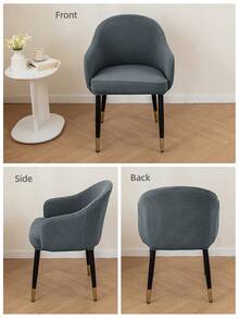 1pc High-Elasticity Corn Velvet Fabric Chair Covers High Back Arm Chair Cover Slipcovers For Restaurant, Living Room And Home Office Computer Hotel,Dustproof And Stain-Resistant, Dirt-Resistant And Wear-Resistant,Pet Scratch Prevention.Suitable For All Seasons. - Dark Grey - View 3