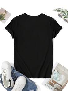 Talla Grande - Camiseta Talla Grande - Camiseta Talla Grande, con impresión del texto en español "A MI CUERPO NO LE INTERESA SABER QUE OPINAS DE ÉL", camiseta negra de manga corta con cuello redondo - Lavable a máquina, estilo casual, ajuste cómodo, diseño moderno. - Negro - Ver 3