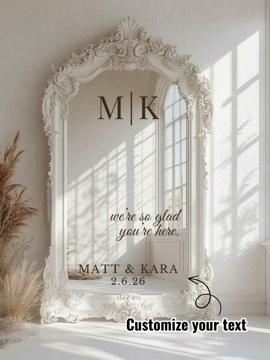 Pegatinas personalizadas para espejos de boda, adecuadas para fiestas de bebés, eventos, letreros de bienvenida personalizados, pegatinas para espejos personalizados, decoración del área de recepción, cumpleaños, ceremonias de graduación y otras ocasiones - Multicolor - Ver 1