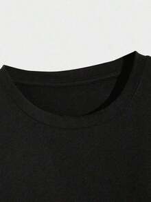 1 pieza Camiseta con estampado de gato color café para mujer, nueva camiseta de verano casual de cuello redondo de algodón puro de manga corta para mujer (1 pieza) 180g 100% algodón - Negro - Ver 5