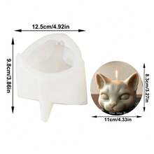 3D逼真猫头硅胶蜡烛模具，斯芬克斯猫脸型硅胶模具，适用于DIY香薰蜡烛、肥皂、树脂、石膏、香薰蜡烛工艺品、家居装饰和礼品制作 - Cat Head - 查看 4