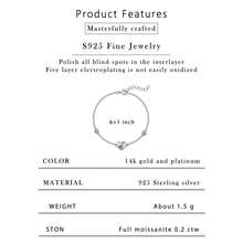 Vòng tay nữ bằng bạc S925 hình trái tim đính đá Moissanite lấp lánh, dây xích điều chỉnh được. - Vàng - Xem 8