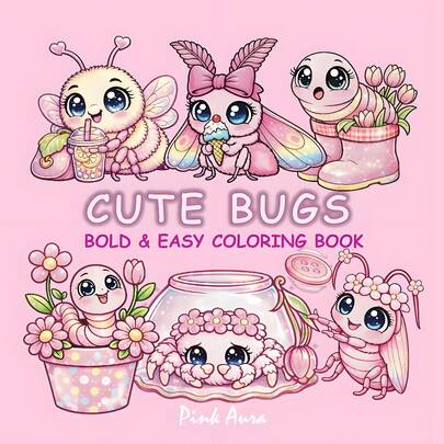 Cute Bugs: Fun And Cute Insect Coloring Book, Suitable For Students And Adults-24 Pages Of Clear Patterns-DIY Coloring For Students, Comfortable And Relaxing, Birthday Gift For Family And Friends, Back-To-School And Graduation Gifts, Children's Day Gift, Bookish Things, Office Supplies, Stationery, Classroom Must-Haves, School Supplies For College, 7.9x7.9 Inches.