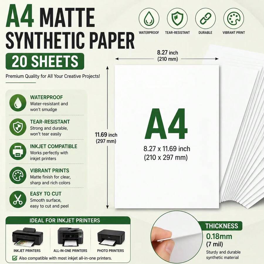 A4 Matte Inkjet Printing Paper, Smooth Non-Reflective Surface, High Quality Printable Photos, Labels And Crafts - Matte - View 1
