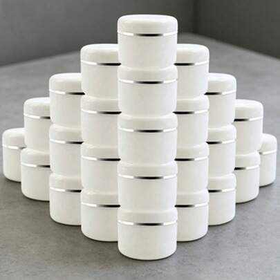 20/5pcs Set 50g/100g White Plastic Jars With Round Top Lids, Refillable Cosmetic Cream Containers, Suitable For Travel And Cosmetic Storage & Refilling
