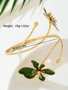 1件女款時尚優雅花朵吊墜手鍊，適合度假 - 綠色 - 查看 4
