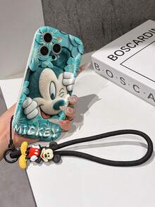 Disney Mickey Mouse Clubhouse Phone Case : 3D Fluffy Pattern Border Protector Phone Soft Phone Case With A Free Cute Mickey Bracelet Chain Lanyard, Mickey, Minnie, Goofy, Donald Duck, Daisy Duck, Pluto, For Apple 17 Promax 17 Pro 16 15 14 13 12 11 Pro Max XS Max X XR Soft Cover Summer Phone Case - trắng - Xem 6