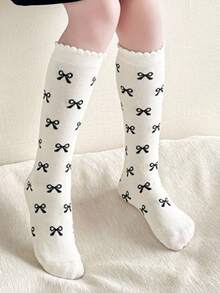 1 Pair Children's Solid Color Soft Comfortable Knee-High Socks, Suitable For All Seasons - Multicolor - View 5