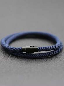 Minimalist Braided Bracelet, Double-Layer Survival Bracelet, Friendship Bracelet Gift For Loved Ones - Navy Blue - View 7