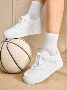 Spring/Autumn Fashion New Casual Sports Shoes, Thick Sole Elevator Sneakers For Teenagers - White - View 9
