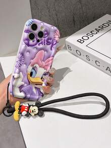 Disney Mickey Mouse Clubhouse Phone Case : 3D Fluffy Pattern Border Protector Phone Soft Phone Case With A Free Cute Mickey Bracelet Chain Lanyard, Mickey, Minnie, Goofy, Donald Duck, Daisy Duck, Pluto, For Apple 17 Promax 17 Pro 16 15 14 13 12 11 Pro Max XS Max X XR Soft Cover Summer Phone Case - trắng - Xem 6
