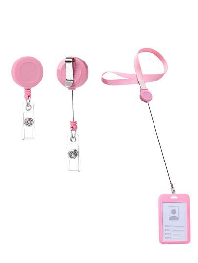 Bộ 3 kẹp thẻ, gồm dây rút và kẹp dây đeo có thể tháo rời, ngăn đựng thẻ trong suốt hai mặt và khóa cài nhanh; lý tưởng cho nhân viên văn phòng, giáo viên, y tá, sinh viên và phụ nữ như một hộp bảo vệ thẻ ra vào.