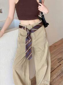 1pc Fashionable Brown Belt, High-End Waist Accessory Suitable For Y2K Style Casual Outings For College Students - Multicolor - View 3