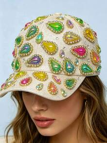 50pcs/Pack, Rhinestone Decor, Sew-On Rhinestone Buttons, Flat Back, DIY Gems, Handmade Jewelry Making, Clothing, Shoes, Decoration, Accessories - Multicolor - View 2