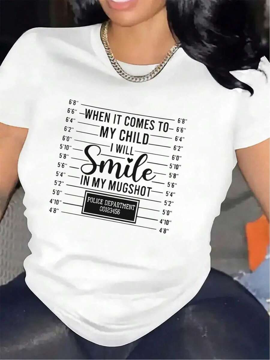 Camiseta para uso doméstico o en restaurante |     Duradera y ligera, con un diseño único con impresión de tabla de alturas, ideal para uso casual, ajuste cómodo, top elegante y moderno para uso diario, cuello redondo, tejido de elasticidad media - [Blanco] - Ver 1