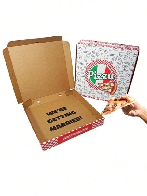 Reveal Rooster Wedding Pizza Box Collection 12" Pizza Box – Will You Marry Me / We're Getting Married -1 Pc - WE'RE GETTING MARRIED!- 1 Pack - 查看 1