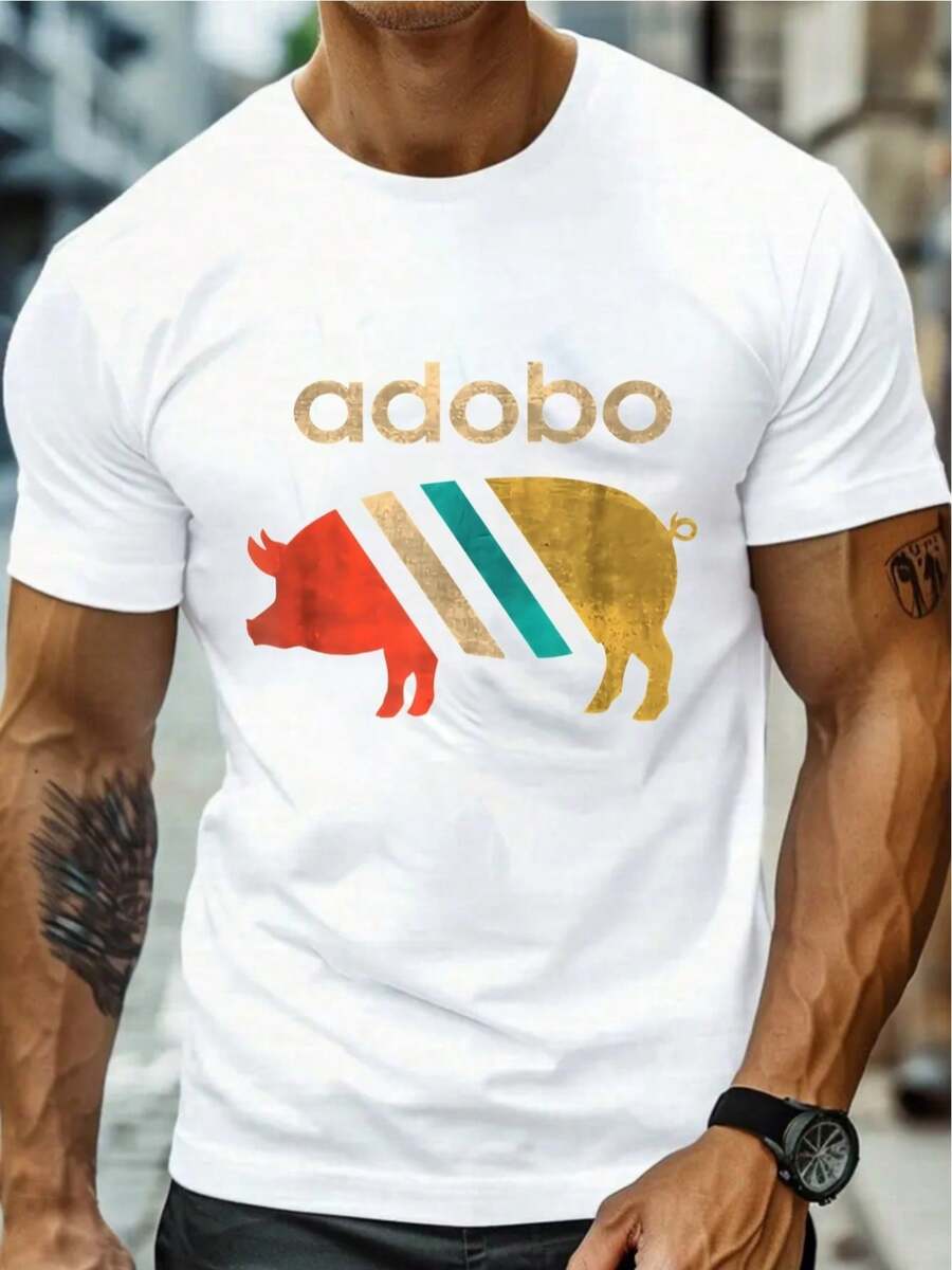 Camiseta de manga corta para hombre con estampado moderno, estilo urbano, cuello redondo, top casual, camisa versátil y transpirable de verano para hombre, top para el día a día, ropa casual, moda urbana, diseño moderno, material ligero, textura suave, top versátil, camiseta estampada, amantes del streetwear, entusiastas de la moda - [Blanco] - Ver 1