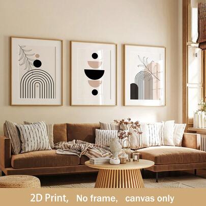 Bộ 3 tranh canvas trừu tượng không khung, tranh trang trí tường phong cách Bohemian, tranh poster hình học trừu tượng đen trắng, tranh nghệ thuật phong cách Trung cổ hiện đại, tranh nghệ thuật trừu tượng đương đại, món quà hoàn hảo cho tân gia, phòng khách, phòng ngủ, văn phòng và hành lang.