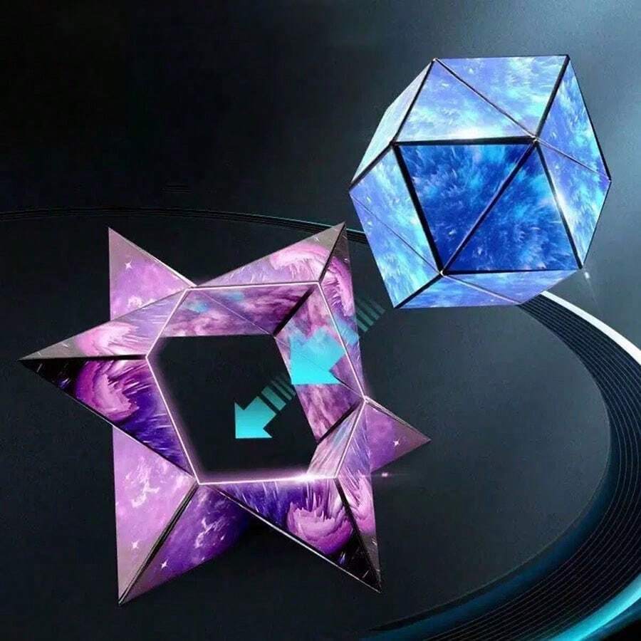 1pc 3D Infinity Cube Fidget Toy, Transformable Puzzle Cube Gift, Stress Relief Toy For Teens - Multicolor - View 1