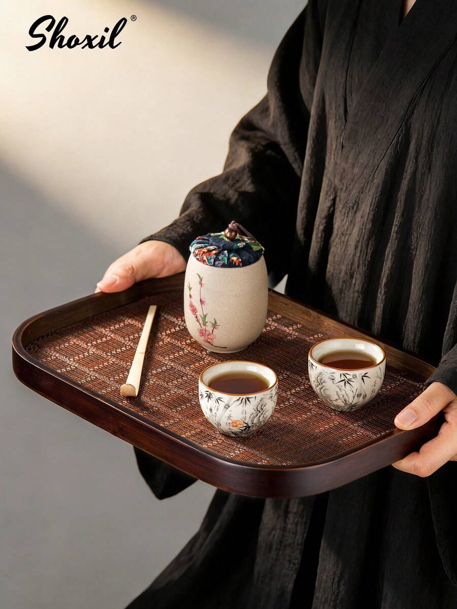 shoxil 1pc Walnut Wood Square Tray, Tea Tray, Tea Set Tray, Storage Tray, Suitable For Home, Party, Tea Room - Tray - View 1