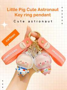 Authentic Cute Piglet Astronaut Delicate High-End Car Keychain, Backpack Pendant, Best Decorative Accessory Gift For Halloween, Birthday And Other Holidays - Multicolor - View 2