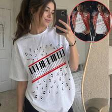 1pc Michael J Beat It Piano Keys T Shirt, King Of Pop Music Tee, Beat It Merch 2026 Michael Shirt, Michael Fan Gift Fan Outfit Gift Ideas Summer Clothes Beach Outfits For Woman Tops Deeka Tropicoqueta Outfits Tropical Vacation Outfits Hawaii Outfits Women Going Out Outfits Beach Outfits Graduation Dresses Concert Outfit Women Beach Vacation Outfits Woman Tropical Outfits - trắng - Xem 1