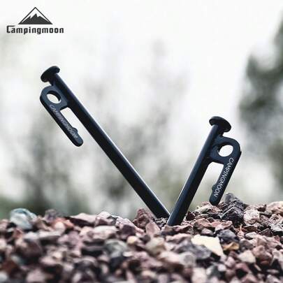  1 pieza Estacas de acero al carbono antioxidante y duraderas de CAMPINGMOON, adecuadas para camping y playa, incluye funda y bolsa de almacenamiento - Clavos de acero resistentes para carpas y uso al aire libre, T15 T20 T25 T30 T35 T40
