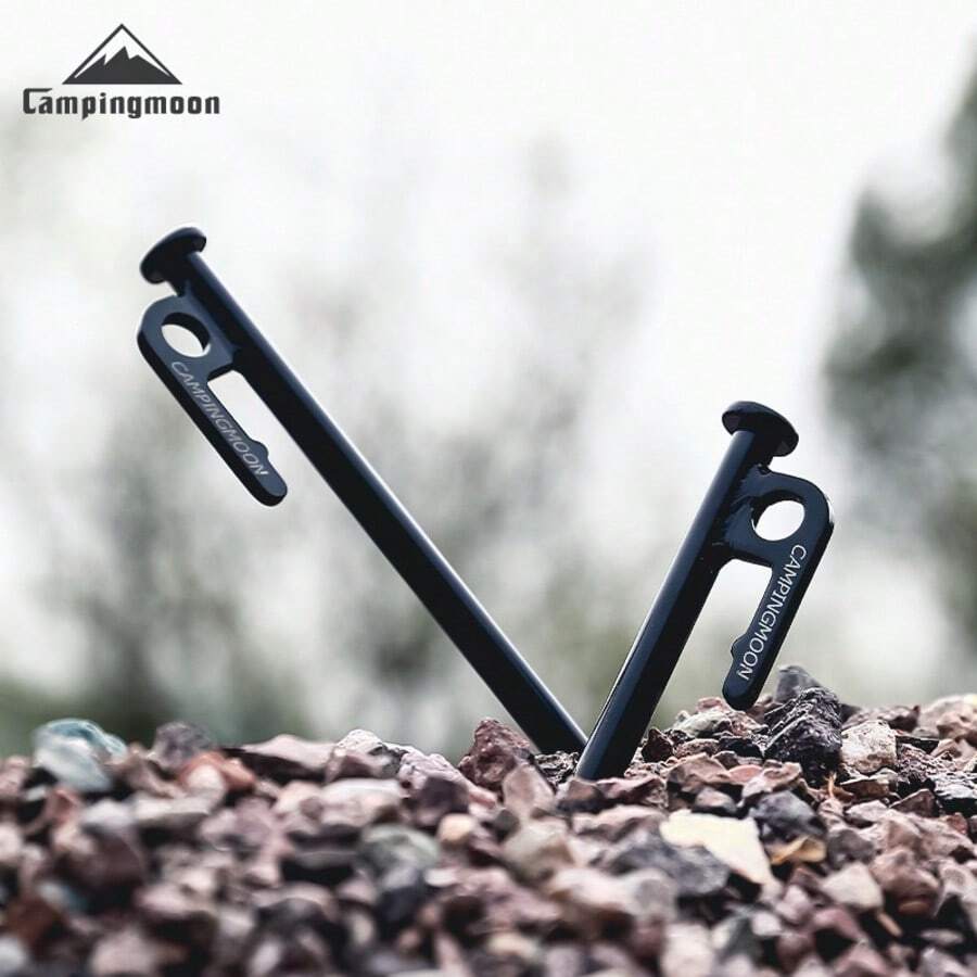CAMPINGMOON 1 pièce Piquets de tente en acier au carbone anti-rouille durables, convenant pour le camping et la plage, comprenant un étui de piquets et un sac de rangement - Clous en acier robustes pour tentes de camping et utilisation en extérieur, T15 T20 T25 T30 T35 T40