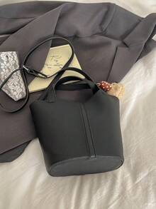 1pc Fashion Versatile Women's Handbag, PU Material Solid Color Retro Crossbody Bag, With Inner Pouch, Adjustable Strap, Suitable For Young Women - Commuting, Shopping, Classroom, Dating, Ladies Gift, Office, Work, Travel - Black - View 8