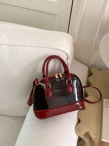 Bolso de mano de mujer, bolso de tela acolchado con diseño de concha - Rojo - Ver 6