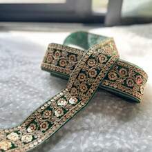 Tecido de crochê retrô grosso com lantejoulas bordadas em 3D, 100 cm de comprimento, ideal para vestidos de noiva clássicos europeus e trajes de estilo palaciano. Material para costura artesanal, poliéster, cores sortidas. - Multicolorido - Ver 9