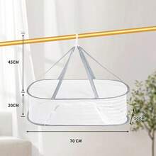 1 giỏ đựng đồ giặt màu trắng, lưới phơi đồ, giá phơi tất, lưới phơi áo len màu xanh dương, lưới phơi đồ lót, giá phơi đồ chuyên dụng, lưới phơi đồ, vật dụng phơi đồ. - trắng - Xem 15