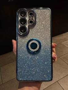闪亮圆形指环支架手机壳，防尘保护套带指环支架，兼容三星 Galaxy S24 Ultra/S24 Plus/S24/S23 Ultra/S23 Plus/S23/S22 Ultra/S22 Plus/S22/S21 Ultra/S21 Plus/S21 FE/S23 FE/S20 Ultra/S20 Plus/S20 FE，适用于部分机型，国际版，非国内版 - 藍色 - 查看 2