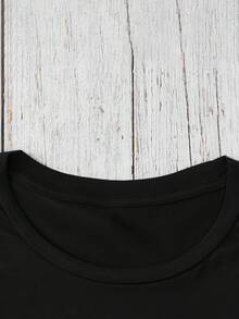 Camiseta de mujer con estampado de verano de doble cara - estampado vintage de bota vaquera rosa, adecuada para primavera y verano, la ropa de mujer es sencilla, cómoda, holgada, camiseta de cuello redondo en forma de Y 100% algodón. - Negro - Ver 5