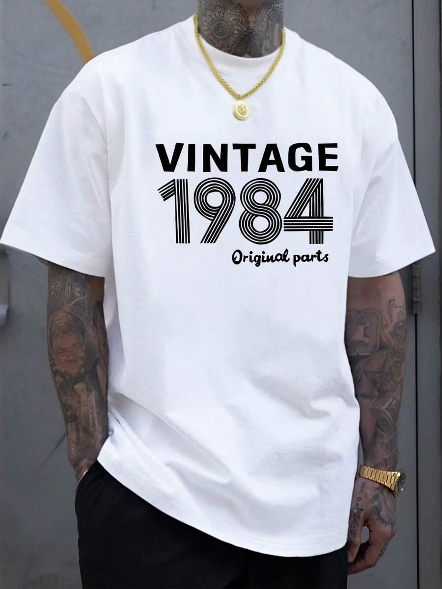 Camiseta unisex de manga corta, para hombre Elegante Informal Gráfico Tee - Vintage Hip-Hop Estilo, Todos los días Ropa Y Deportes, Suave Y Transpirable Negrita Imprimir Diseño, Tripulación Cuello, Corto Manga Verano Esencial, Hip-Hop Teeplayeras hombre, , ,  mujer,romwe hombres, boho chic,maestras regalos,camiseta para conjuntos de mujer con curvas para mu,y2k, - Blanco - Ver 1