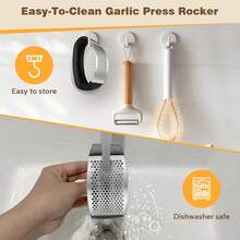 1 Arc-Shaped Stainless Steel Garlic Press, A Labor-Saving Manual Garlic Masher That's Easy To Clean And Comfortable To Hold, A Household Kitchen Tool For Quickly Making Garlic Paste, Suitable For Both Chinese And Western Cooking. - Multicolor - View 4