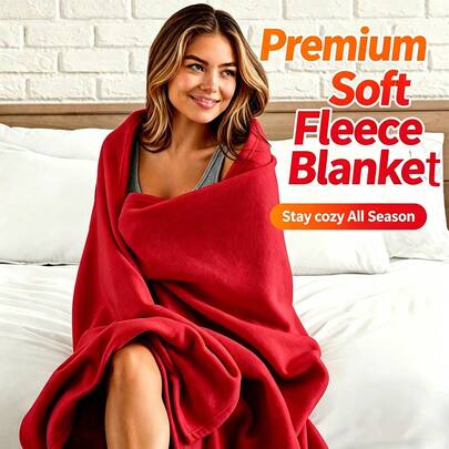Red Polar Fleece Throw Blanket, Soft Warm Cozy Premium Fleece For Home Bed Sofa