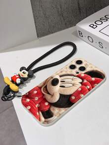 Disney Mickey Mouse Clubhouse Phone Case : 3D Fluffy Pattern Border Protector Phone Soft Phone Case With A Free Cute Mickey Bracelet Chain Lanyard, Mickey, Minnie, Goofy, Donald Duck, Daisy Duck, Pluto, For Apple 17 Promax 17 Pro 16 15 14 13 12 11 Pro Max XS Max X XR Soft Cover Summer Phone Case - trắng - Xem 7