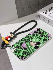 Disney Mickey Mouse Clubhouse Phone Case : 3D Fluffy Pattern Border Protector Phone Soft Phone Case With A Free Cute Mickey Bracelet Chain Lanyard, Mickey, Minnie, Goofy, Donald Duck, Daisy Duck, Pluto, For Apple 17 Promax 17 Pro 16 15 14 13 12 11 Pro Max XS Max X XR Soft Cover Summer Phone Case - trắng - Xem 7