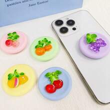 Multi-Color 3D Fruit Pattern Phone Stand, Round Adhesive Retractable Foldable, Cute Phone Holder, Stylish Accessory, Great Gift For Classmates & Friends - Multicolor - View 10