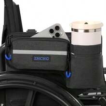 Upged Wheelchair Ide Bag With Cup Holder Wheelchair Art Pouch For Walker Wheelchair Acceorie A Bag - Black - View 7