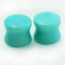 2 chiếc khuyên tai bằng đá thiên thể nguyên khối, thiết kế tối giản, unisex. - Mở rộng tai Amazonite - Xem 5