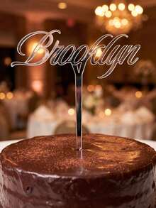 1/3/5pcs Customizable Name Cake Topper, Available In Silver, Gold And Rose Gold. Made Of Mirror Acrylic, Can Customize Text According To Needs, Suitable For Birthday, Wedding, Baby Shower, Graduation, Anniversary And Other Celebration Events. Reusable For Any Occasion. - Multicolor - View 10